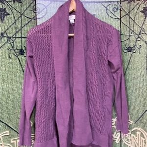 Ann Taylor Loft open front purple cardigan